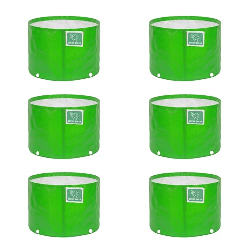 Image of GREENSHEEP HDPE Grow Bag Heavy Duty 260 GSM Round Plants Flower Growing Bags Floor Standing Mount Type for Home Garden Balcony Terrace Kitchen Nursery (Green, 15x12 inch, Pack of 6)