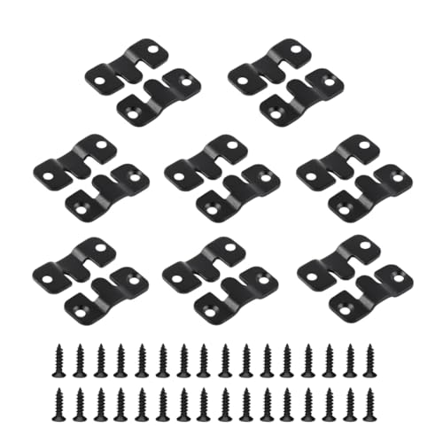 Image of 8 Pairs Interlocking Flush Mount Bracket Picture Hanging Hooks Stainless Steel Heavy Duty Photo Frame Hook Large Picture Hanger Buckle Furniture Connector Headboard Wall Mounting Hardware（Black）