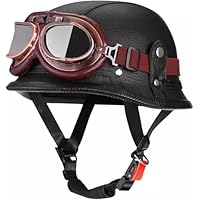 Helm Half Helmen Motorfiets Mannen Vrouwen Open Helm DOT/ECE Goedgekeurd Retro 3/4 Helm Half Helmen voor Piloot Jet Scooter Helm Motocross Bromfiets (54-60 cm),C,XL