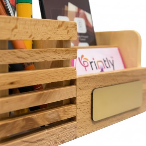 Image of Personalized Pen Stand For Table With Name, Pen Stand For Office Table Stylish, Stationery & Wooden Desk Organizer - Custom Corporate Gift For Doctors, Office, Study, New Year Gift For Employees