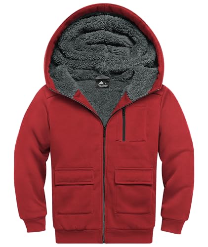 Image of Boys Zip Up Hoodie Kid Hooded Jacket | Fleece Lining,Soft Warm coat,Fall Winter Outwear for 6-15 Years Unisex,Sweatshirt Suitable for School,Outdoor