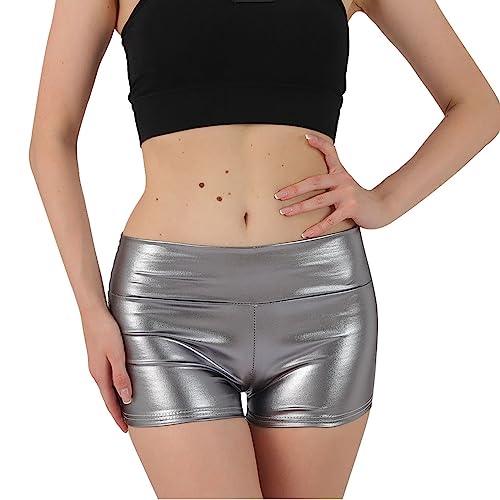 Womens Shiny Shorts Sparkly Glitter Pants Skinny 80s 90s Disco Outfits Night Clubwear Concert Outfit Hippie Clothes