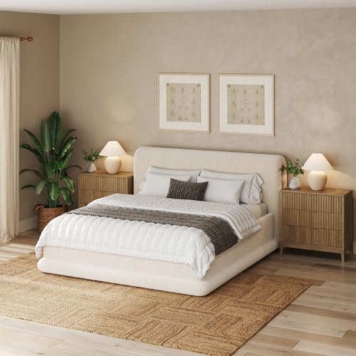 Image of Nathan James Jasper Mid Century Modern 3-Drawer Dresser with Solid Wood Frame, Fluted Dresser for Nursery or Small Drawer for Bedroom, Light Brown
