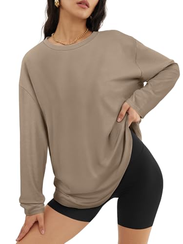 ATHMILE Womens Oversized Long Sleeve T Shirts Basic Crewneck Tee Fall Tops Casual Workout Fashion Casual Y2K Clothes