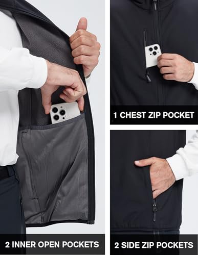 Image of fit space Men's Lightweight Vest Softshell Sleeveless Windproof Jacket with Zipper Pcoket Cycling Travel Hiking Running Golf