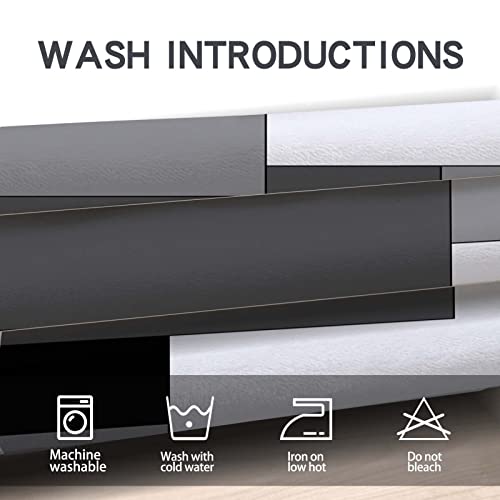 Mcalk Dark Grey Kitchen Curtains Tiers And Valances Set 3 Piece For Windows Grey And Black Kitchen Window Curtains Set,White Modern Abstract Art Valances For Living Room(36" Tiers Set) #TOP6