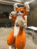 Long Fur Husky Dog Fox Mascot Costume Fursuit Halloween Furry Suit Cartoon Outfits Dress Up Mall Promotions (Yellow,XS)