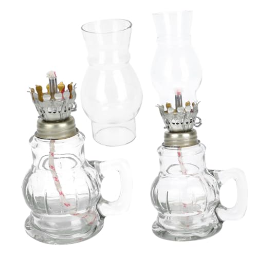 SAFIGLE 2 Stück Vintage Kerosinlampe aus Dickem Glas mit Baumwolldocht Hitzebeständig und Dekorativ für Innenräume Wie Wohnzimmer Schlafzimmer...
