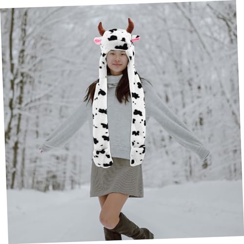 Hemoton 1pc Stylish Cartoon Plush Hat Ear Protection and Gloves Warm Winter Accessory for Outdoor Activities for Family and Friends during Holidays4