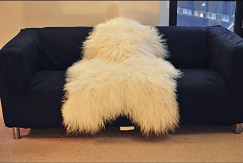 World of Leather White, Fluffy, Soft and Silky Genuine Icelandic Sheepskin Wool Rug wsi (M 44")