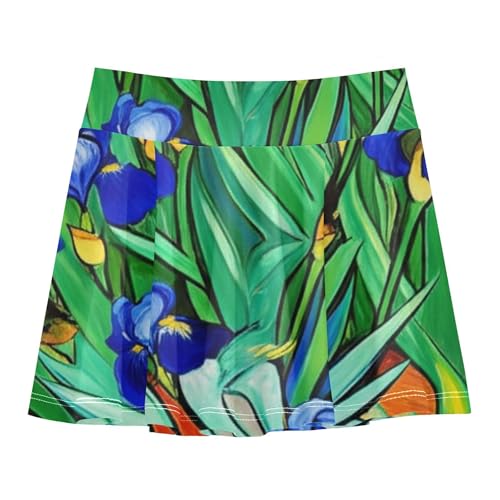 Girls' Shorts Athletic Skorts Toddlers Tennis Skirts Rainbow Girl Skort Vibrant Field Blue Irises Lush 3t