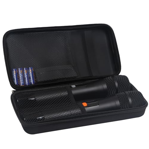 Kmise Microphone Case, Microphone Bag for 2 Wireless Microphones EVA Hard Dual Wireless Mic Storage...