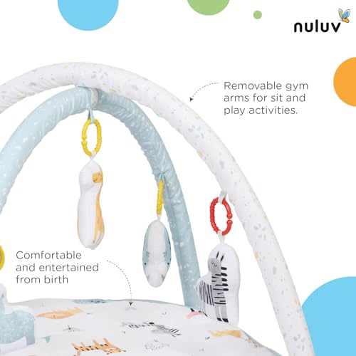 Image of Baby Playgym for Babies | Activity Play Gym Mat with 5 Hanging Toys|Foldable&Durable Cotton Play Mat|Baby Crawling Mats for Floor for 0 to 24 Months (Jungle) - White