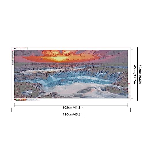 SHEGZHUC Waterfall Diamond Painting 50 x 110 cm Diamond Art Kits Waterfalls Stamped Cross Stitch Kits Sea Diamond Art Beach Diamond Painting Sunset Diamond Art Waterfall Scenery Diamond Art Landscape - Image 2