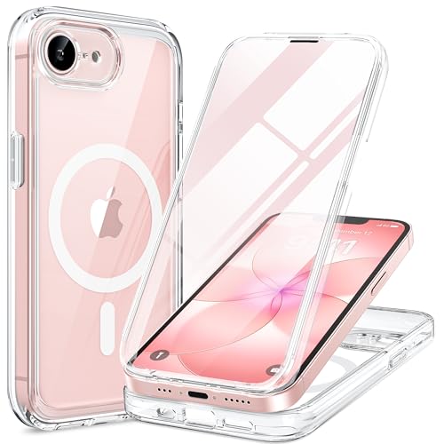 Miracase for iPhone 17e Case & iPhone 16e Case Full-Body Phone with Built-in Glass Screen Protector [Magnetic with MagSafe] Military Drop Proof 17 E/ 16 E Cover Bumper 6.1 inch Clear
