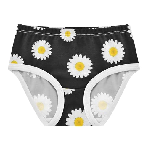 White Daisies Floral Black Toddler Underwear Floral 2t Cotton Cute Panties Girl Animal Undies Kids Briefs