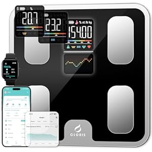 CLORIS Digital Bathroom Scale FSA&HSA Eligible for Body Weight Fat with Accurate BMI Muscle Mass 23 Key Composition Health Analyzer with App Bluetooth
