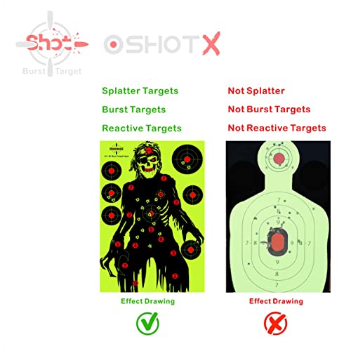 Shooting Targets 12 X18 Inch Skeleton Target Paper - Burst Shots Bright Fluorescent Yellow Upon Impact Role Reactive - Guns Rifle Airsoft Bb Gun Bow Arrow (10 Pack) #TOP3