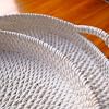 White Wash Round Rattan- Handmade Serving Tray-Decorative Woven Ottoman-Trays with Handles for Coffee Table Natural Basket Wave Tray (L- 13.7 Inch & M-11.8 Inch), Brown