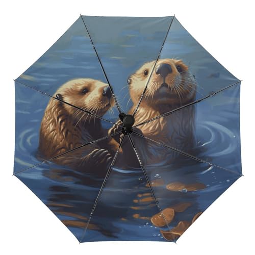 Parapluie pliant automatique loutres de mer pour ne plus subir les averses