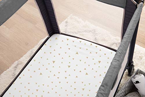 Image of American Baby Company 100% Natural Cotton Fitted Pack and Play Sheet 39 inch x 27 inch - Soft & Breathable Pack N Play Sheet for Playpen, Playard & Mini Crib Mattress, Mocha Triangle, for Boys & Girls