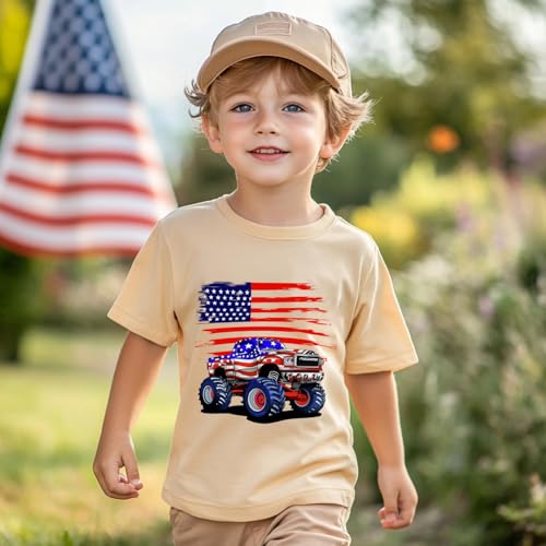 Image of Kids 4th of July Shirt USA Flag Clothes Toddler Boys Girls Children Patriotic Tee Tops 1-7 Years