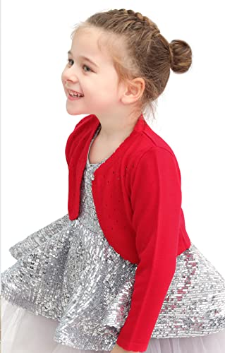 Lilax Baby Girls' Knit Long Sleeve One Button Closure Bolero Shrug 3-6 Months Red #TOP6
