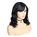 WIGER Brazilian Human Hair Wigs Natural Wave Wigs with Bangs Short Wavy Wig Virgin Human Hair Wigs for Women Natural Black Color
