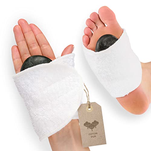 MASSAGE EXPERT Bande de Pied/Main Pierre Chaude avec bande scratch [1 Paire], Coton Pur (Qualité Éponge) Cover