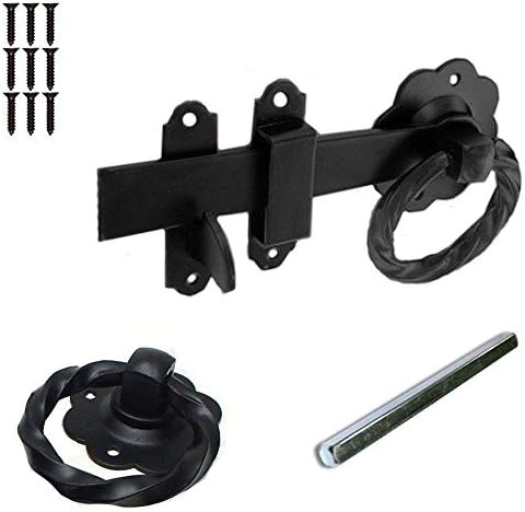 Gate Ring Twisted Latch Pack Catch Metal in Black