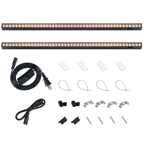 Barrina T5 Grow Lights for Indoor Plants, 2FT 20W (2 x 10W), Black Cover Plant Growing Lamp with Magnetic Installation, Full Spectrum Grow Light Strip with Separate Switch, Linkable, Yellow, 2 Packs