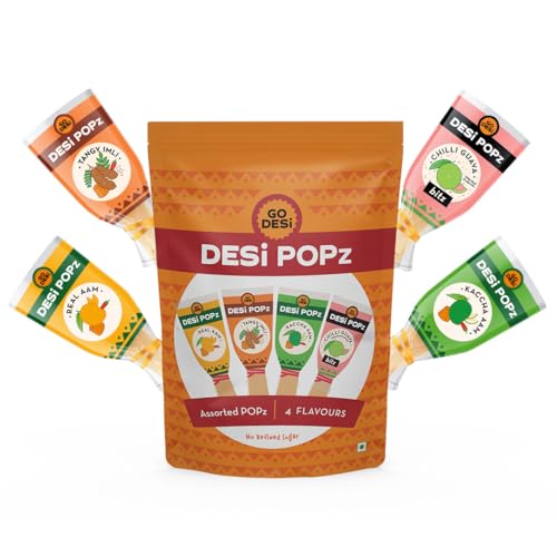 GO DESi POPz Trial Pack, Tangy Imli, Kaccha Aam, Real Aam, Chilli Guava, 20 pieces, 100% Natural,160g