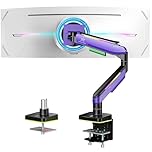 ARES WING RGB Gaming Monitor Arm for 17-49" Screens | Curved & UltraWide, Heavy Duty Gas Spring Arm, Height Adjustable Monitor Mount Support up to 44 lbs, VESA 75/100 mm, Purple