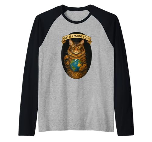 God Is a Maine Coon – Cat Lovers’ Divine Design Camiseta Manga Raglan