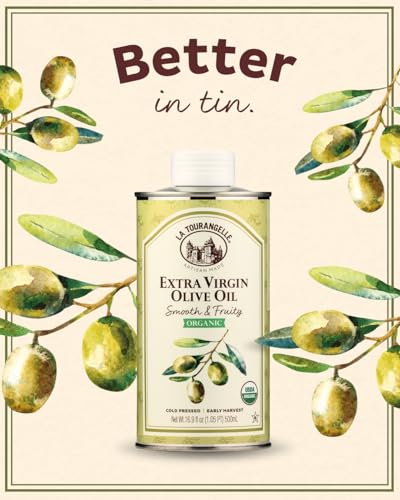 Image of La Tourangelle, Organic Extra Virgin Olive Oil, Cold-Pressed Early Harvest EVOO from Spain, Smooth & Fruity, 16.9 fl oz - Spanish with Polyphenols for Cooking, Drizzling, Marinades, and Dipping