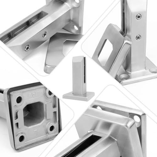 LukLoy 4 x 304 Edelstahl quadratische Glaszapfen Pool Zaun Zapfen Klemme Haus Garten Treppe Balustrade Geländer Balkon Glas Bodenklemme (4 Stück x 960 g Bürste)