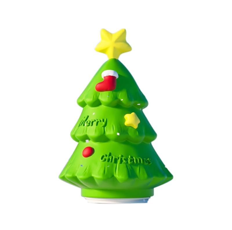 Omana Christmas Tree Night Light Cute Santa Silicone LED Bedside Touch Lamp Rechargeable Dimmable Breastfeeding Tap RGB Kids Children Bedroom (SiliconeTreeG) โ image 1