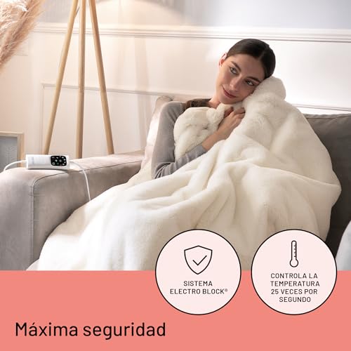 Miniatura 5 de Daga Manta Térmica Eléctrica De Sofá Relax Suave Chic, Tecnología De Calefacción Intellisense, Tejido Suave Chic Efecto Pelo Y Terciopelo, 6 Niveles De Temperatura, 160 X 120 Cm