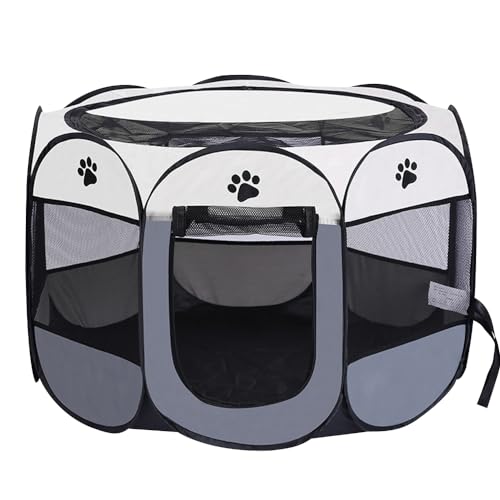 ZOYDP Welpenauslauf Faltbar, 73 x 73 x 43cm Welpenlaufstall für Drinnen, Laufstall Hund Pop-Up, Hundelaufstall für Wohnung, Hundeauslauf für Innen Hasen Katzen, Indoor/Outdoor Reisen Camping
