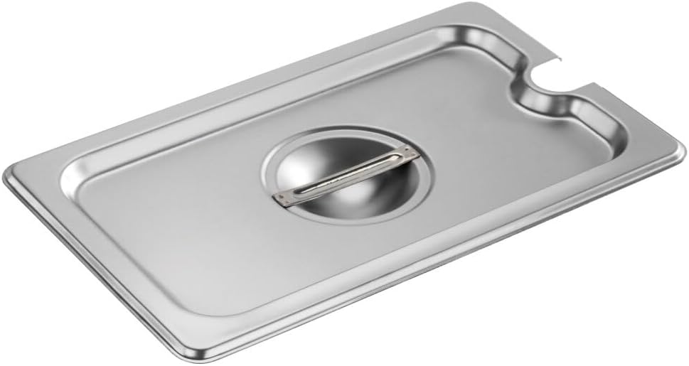 New Star Foodservice 1/4 Size Steam Table Pan Cover, Notched, 18/8 Stainless Steel, 24-Gauge