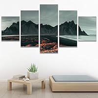 SIGNWIN 5 Panel Canvas Wall Art Landscape Mountain for Home Decorations Ready to Hang - 60