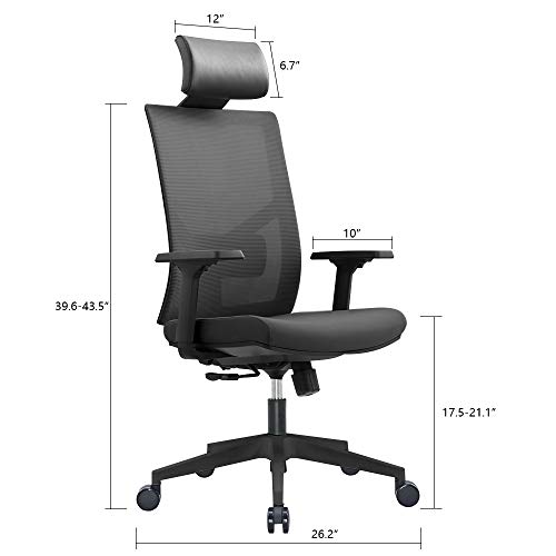 Ergonomic Multi Function Mesh Office Chair with Lumbar Support, Adjustable Armrest, Orange (Headrest, Orange)