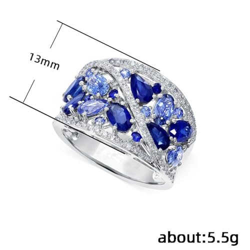 White Gold Plated Blue Cubic Zirconia Inlaid Hollow Engagement Rings Wedding Bridal Band Promise Rings Evening Parties Anniversary Valentine's Day Gifts Eternity Bands for Women2