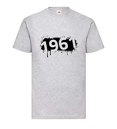 T-shirt homme 1961 gris XXXL en coton confortable coupe grande taille