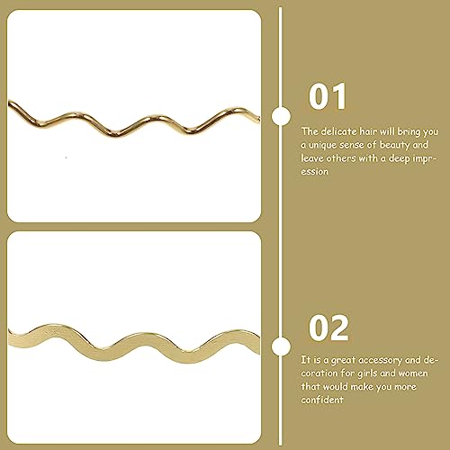 Lurrose 3Pcs Gold Metal Headbands Spring Wave Hair Band Fashion Spring Hair Hoop Simple Style Headdress For Girls Women Teens #TOP2