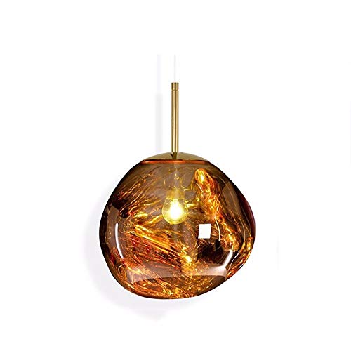Lampe suspendue miroir en cuivre et verre soufflé style créateur contemporain