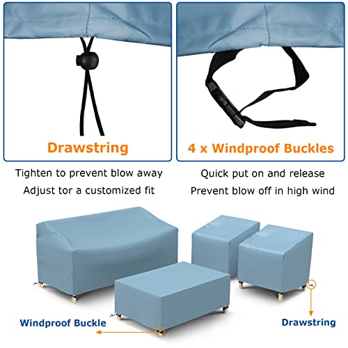 Mutushi Patio Furniture Cover Set 4 Piece Outdoor Furniture Cover Waterproof, Thicker Heavy Duty Lawn Outdoor Patio Furniture Set Covers -Twilight Blue #TOP3