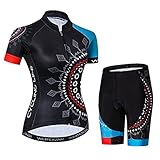 Hotlion Damen Radtrikot Sets Gel Gepolsterte Trägerhose Fahrradbekleidung Sommer Fahrradbekleidung Anzug CD256