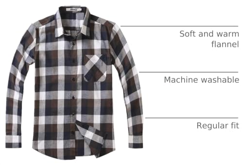 Image of OCHENTA Men's & Boys' Long Sleeve Button Down Plaid Flannel Shirt