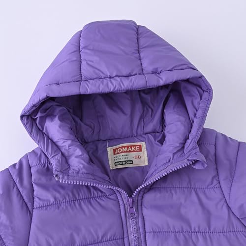 EnJoCho Boys Girls Middle Kids Hooded With Pockets Solid Color Short Cotton Jacket Ski Jacket Girls (Purple, 7-8 Years)3